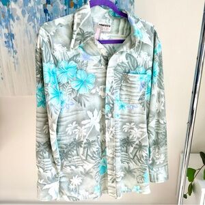 Vintage Grey Hawaiian Style 70’s Button Up (L)